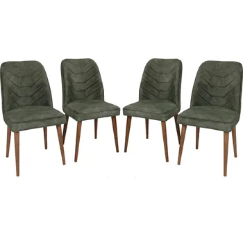Jídelní židle Dallas 4 jídelní židle, ořech / tmavá zelená