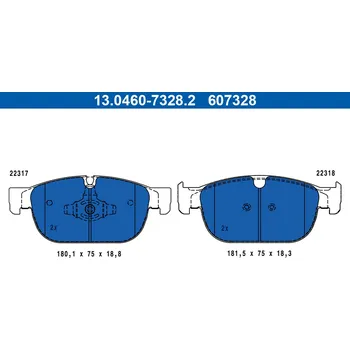 Brzdová destička Sada brzdových destiček, kotoučová brzda ATE 13.0460-7328.2