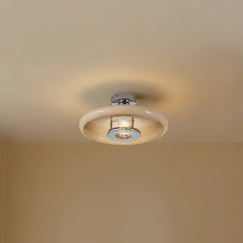 Lindby stropní světlo Branford, retro, Ø 35 cm, béžové, kov béžová 1 x 15 W LED - Doprava zdarma