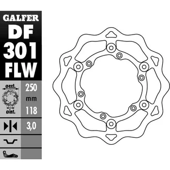 Brzda pro motocykl GALFER brzdový kotouč 250mm plovoucí SUZUKI/YAMAHA (NG675, NG276) (GALFER brzdový kotouč 250mm plovoucí SUZUKI/YAMAHA (NG675, NG276))
