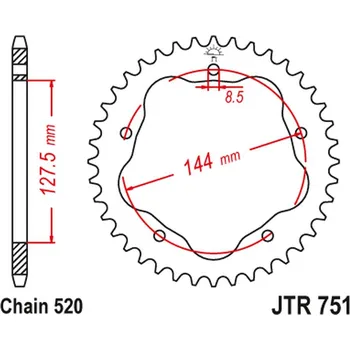 Řetězová sada pro motocykl JT rozeta 4320M 43 DUCATI 950 HYPERMOTARD 19-20, 800 MONSTER 05-07, 748 BIPOSTO 95-03, (vyžaduje adaptér JTA750B) (4320M43JT) (řetěz 520) (JT rozeta 4320M 43 DUCATI 950 HYPERMOTARD 19-20, 800 MONSTER 05-07, 748 BIPOSTO 95-03, (vyžaduje adaptér JTA750B))