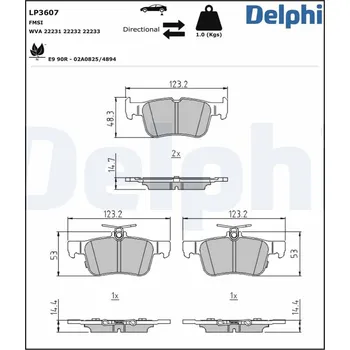 Brzdová destička Sada brzdových destiček, kotoučová brzda DELPHI LP3607