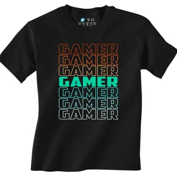 Chlapecké tričko Dětské tričko Hráč Znovu a Znovu Gamer (Velikost: 7-8, Barva: Černá)