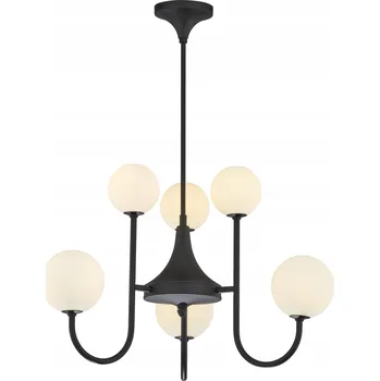 Lustr SELEN Černý Bílý Skleněná Stínidla 6xG9 Závěsná Lampa do Obýváku