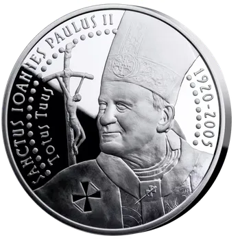 Svatý Jan Pavel II., stříbrná ražba, Proof