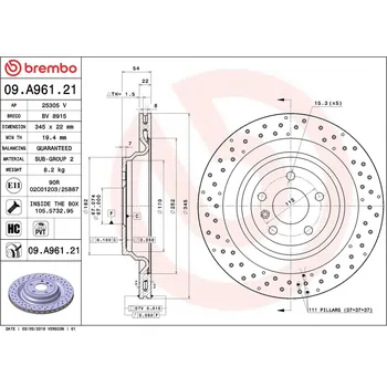 Brzdový kotouč Brzdový kotouč BREMBO 09.A961.21