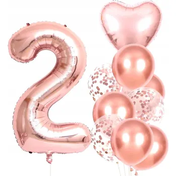 Balónek Růžové Balónky 10 Ks na Druhé Narozeniny s konfetami