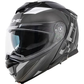Helma na motorku YOHE Moto helma Yohe 937 Double Visor Černá/Šedá Šedá XL