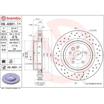 Brzdový kotouč Brzdový kotouč BREMBO 09.A301.11