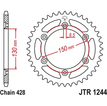 Řetězová sada pro motocykl JT rozeta 4325 51 HONDA VT 250 F 89-90, CBR 250 RR 89-00 (JTR1244.51)*(řetěz428) (JT rozeta 4325 51 HONDA VT 250 F 89-90, CBR 250 RR 89-00 (JTR1244.51)*(řetěz428))