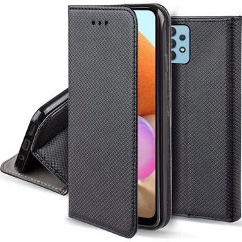 Pouzdro na mobilní telefon Flipové pouzdro Samsung Galaxy A32 černé kožené se stojánkem a sklem 9H