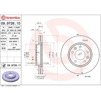 Brzdový kotouč Brzdový kotouč BREMBO 09.9726.11
