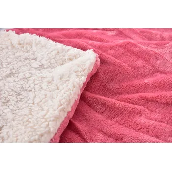 deka LAGOON DREAM | dvouvrstvá luxusní přikrývka 150 × 200 cm | LAGOON VELVET & hebká imitace beránka | růžová Dedra