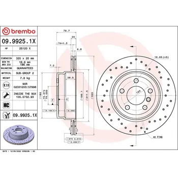 Brzdový kotouč Brzdový kotouč BREMBO 09.9925.1X