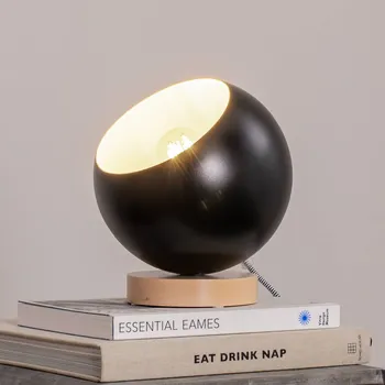 Lampička Envostar Arvid stolní lampa s dřevěným podstavcem stínidlo černé černá, světlé dřevo 1 x 60 W - Doprava zdarma