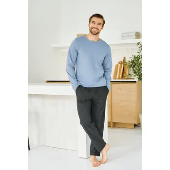 Pánská móda 3474 PÁNSKÉ DLOUHÉ PYŽAMO LORENZO M-2XL Modrá 2XL