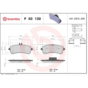 Brzdová destička Sada brzdových destiček, kotoučová brzda BREMBO P 50 130