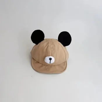 Čepice Dětská čepička s oušky z měkké bavlny s roztomilým motivem Velikost: 44-49cm, Barva (Varianta): Khaki