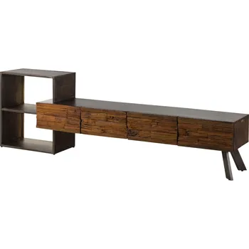 Televizní stolek TV stolek z akácie / recyklované dřevo 225x40x70 hnědá lakovaná CITY