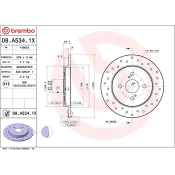 Brzdový kotouč Brzdový kotouč BREMBO 08.A534.1X