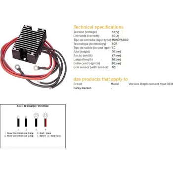 Elektroinstalace pro motocykl DZE regulátor napětí HARLEY-DAVIDSON (DZE regulátor napětí HARLEY-DAVIDSON)