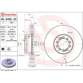 Brzdový kotouč Brzdový kotouč BREMBO 09.9492.20