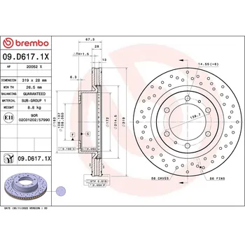 Auto-moto Brzdový kotouč BREMBO 09.D617.1X