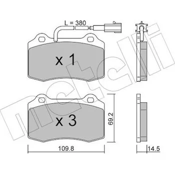 Brzdová destička Sada brzdových destiček, kotoučová brzda METELLI 22-0251-8