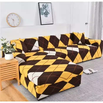 Napínací potah Elastický potah na pohovku s geometrickým potiskem (4 velikosti) Barva: 9 hnědo žlutá, Velikost: 90x140 cm