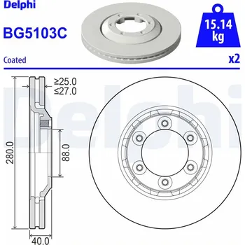 Brzdový kotouč Brzdový kotouč DELPHI BG5103C