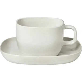 Blomus VAHLO sada dvou šálků s talířky krémová