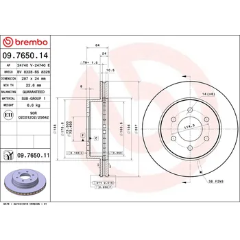 Brzdový kotouč Brzdový kotouč BREMBO 09.7650.11