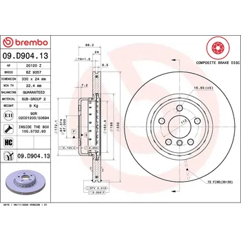 Brzdový kotouč Brzdový kotouč BREMBO 09.D904.13