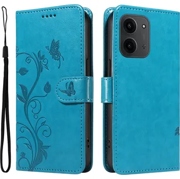 Pouzdro na mobilní telefon Flowers knížkové pouzdro na Xiaomi Redmi 15C 4G/5G (173mm) - modré