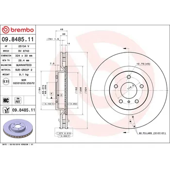 Brzdový kotouč Brzdový kotouč BREMBO 09.8485.11