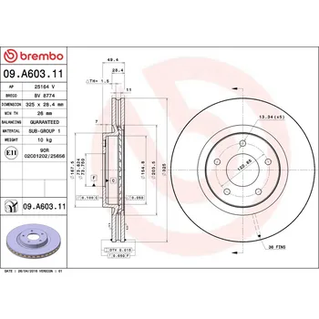 Brzdový kotouč Brzdový kotouč BREMBO 09.A603.11