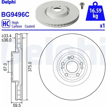 Brzdový kotouč Brzdový kotouč DELPHI BG9496C