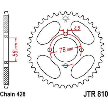 Řetězová sada pro motocykl JT rozeta 810 50 SUZUKI GT 125 74-81, RV 125 (81050JT) (řetěz 428) (JT rozeta 810 50 SUZUKI GT 125 74-81, RV 125 (81050JT) (řetěz 428))