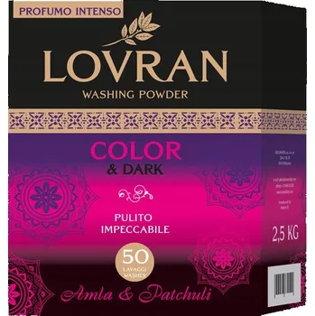 Přípravek na praní LOVRAN COLOR & DARK prášek na barevné prádlo a černé barvy 2,5 kg 50 praní Amla