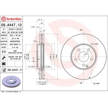 Brzdový kotouč Brzdový kotouč BREMBO 09.A447.11