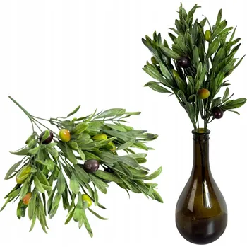umělá květina Olivová ratolest s plody Kytice olivových listů 36 cm Listy Floristické dekorace