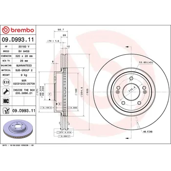 Brzdový kotouč Brzdový kotouč BREMBO 09.D993.11