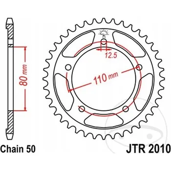 Řetězová sada pro motocykl JT ZADNÍ ROZETA JTR2010.44