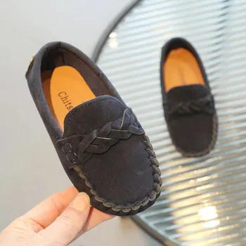 Chlapecké polobotky Kožené mokasíny pro děti Velikost: 21, Barva (Varianta): Navy-Blue