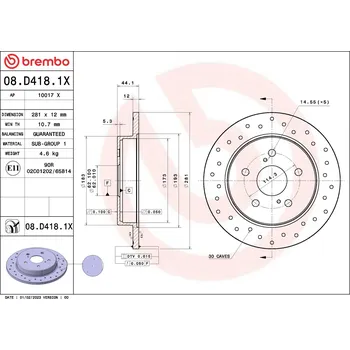 Brzdový kotouč Brzdový kotouč BREMBO 08.D418.1X