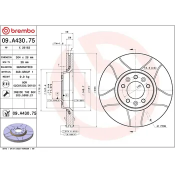 Brzdový kotouč Brzdový kotouč BREMBO 09.A430.75