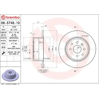 Brzdový kotouč Brzdový kotouč BREMBO 08.5748.10