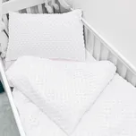 Dětské povlečení do postýlky Minky 3D puntíky MKP-033 Sněhově bílé Do postýlky 100x135 a 40x60 cm
