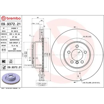 Brzdový kotouč Brzdový kotouč BREMBO 09.9372.21