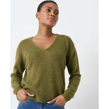 Dámská móda Pulovr s výstřihem do V a příměsí mohéru a vlny mechová 42/44